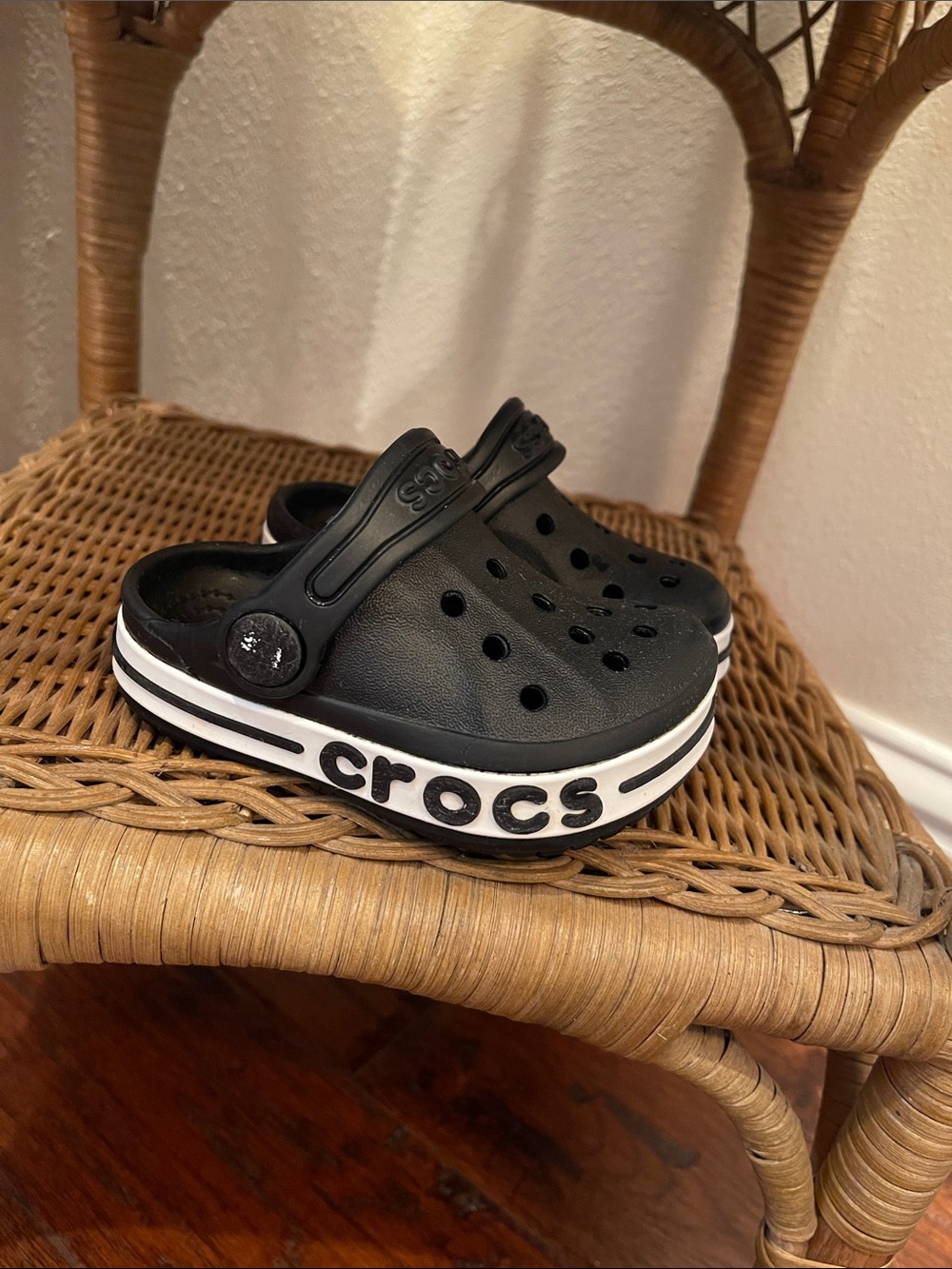 CROCS Kids Clog in Black with White Trim